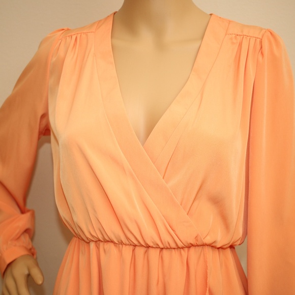 NEW Tobi Pastel Orange Faux Wrap Tunic Dress S - Picture 3 of 8